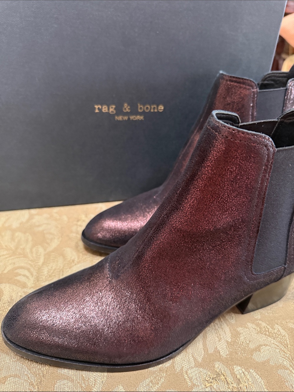 rag & bone Metallic Wine Chelsea Ankle Boots